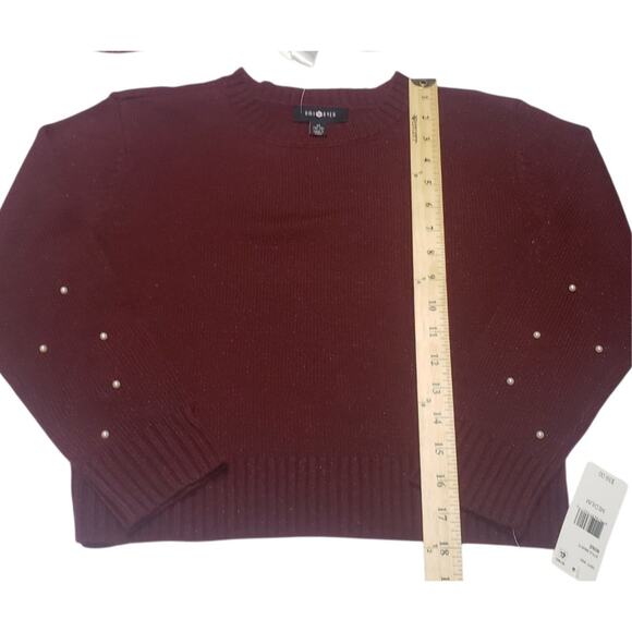 Amy Byer Burgundy Sweater+ Scarf Set Girls M Beaded Knitwear Holiday Style - Picture 7 of 9